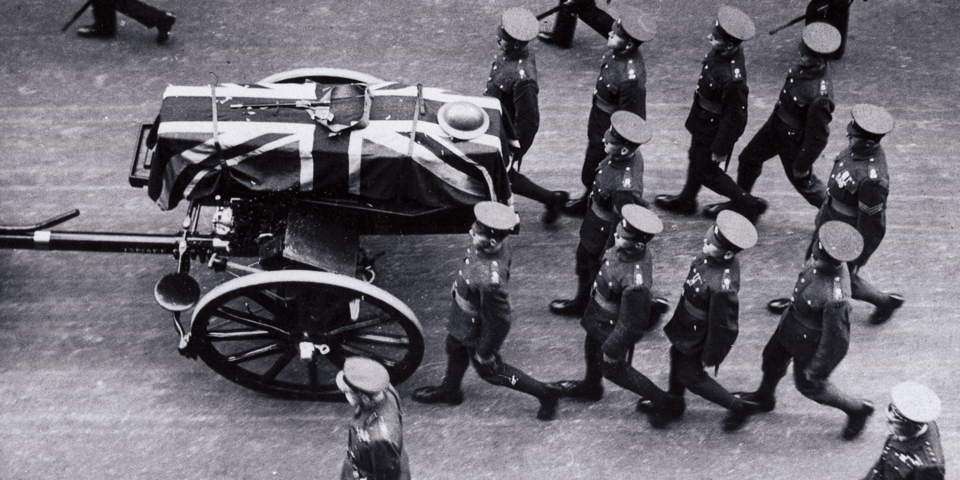 Procession bringing the Unknown Warrior to be laid to rest in Westminster Abbey, 1920