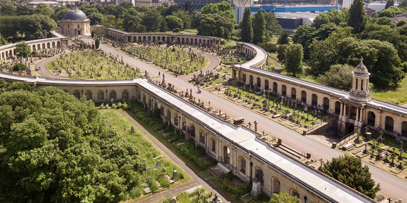 Aerial view of Brompton Cemetery