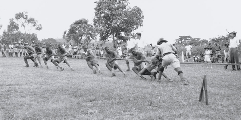 Tug-of-war contest, 4th (Uganda) Battalion, King's African Rifles Sports Day, c1956