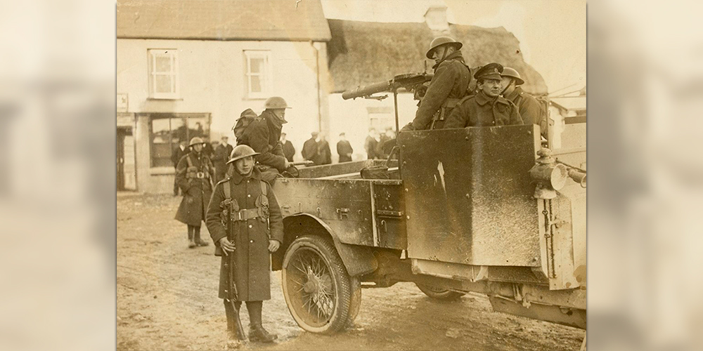 British soldiers carry out official reprisal in a village in West Cork, January 1921