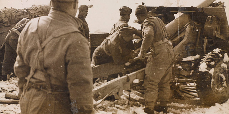 Polish gunners fire 25 pounders on the Eighth Army front, Italy, c1944