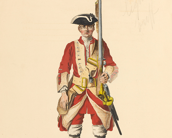 A soldier of the 14th Regiment of Foot, c1742