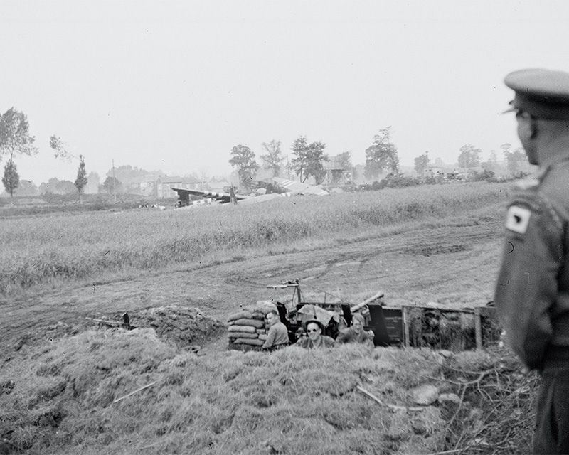 Bofors gun guarding the bridges over the Caen Canal, Normandy, 1944