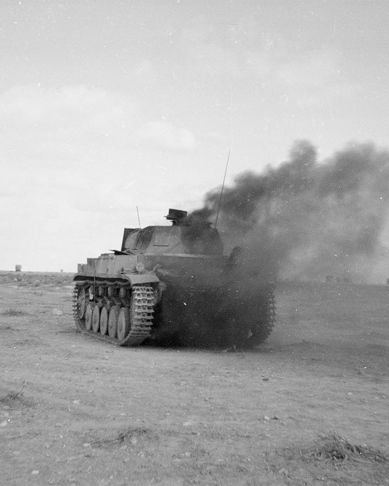 Knocked-out German tank, North Africa, c1941