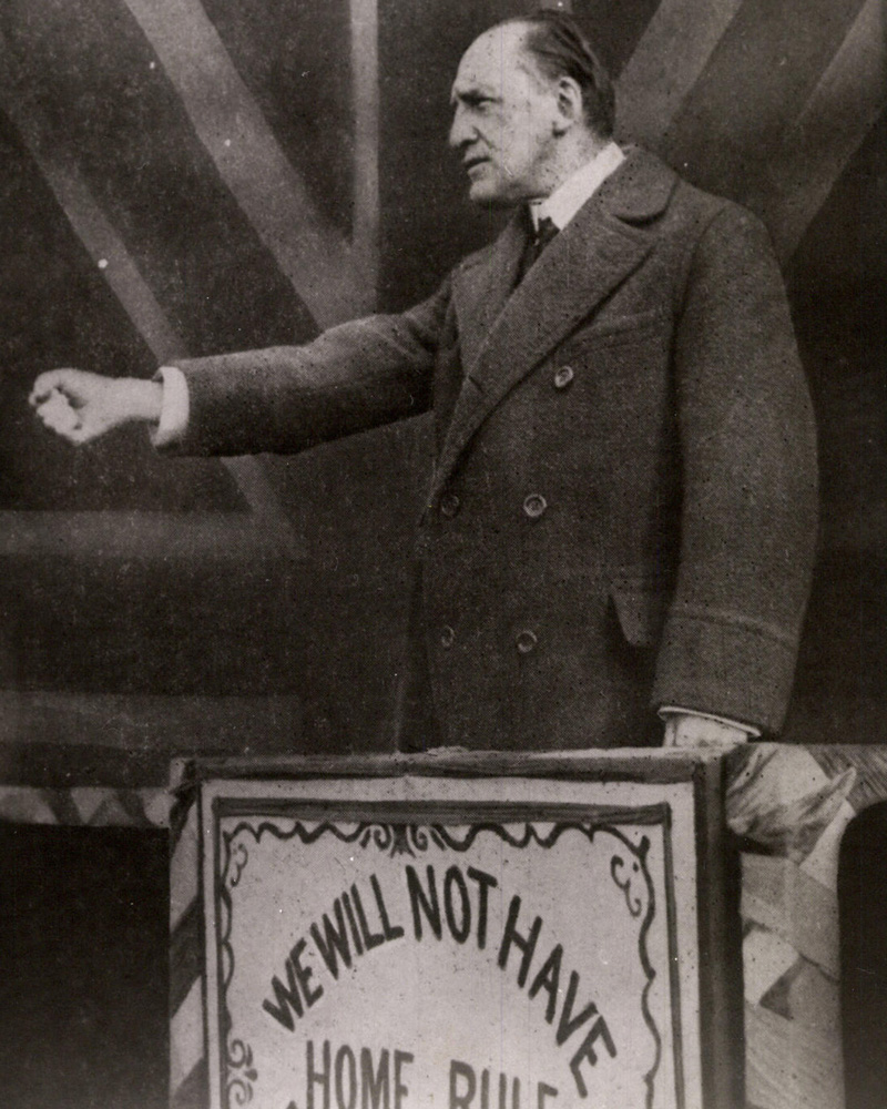 Sir Edward Carson, leader of the Ulster Unionist Council, speaking against Home Rule, Ireland, 1913