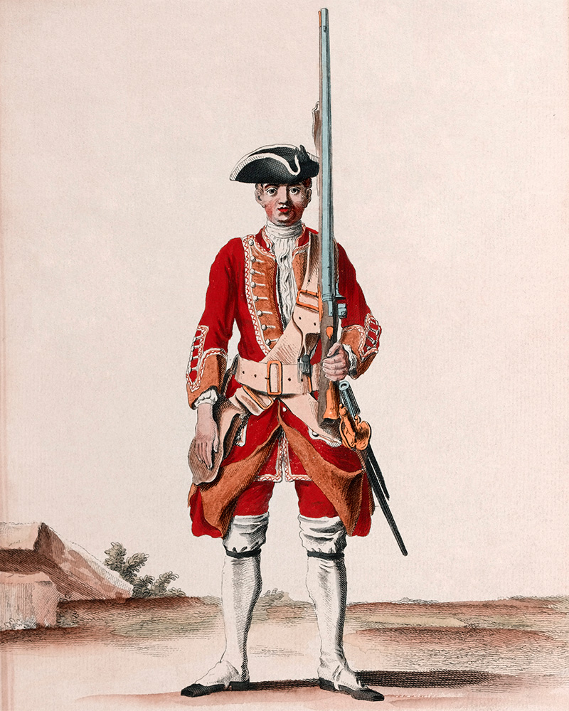 A soldier of the 9th Regiment of Foot, c1742