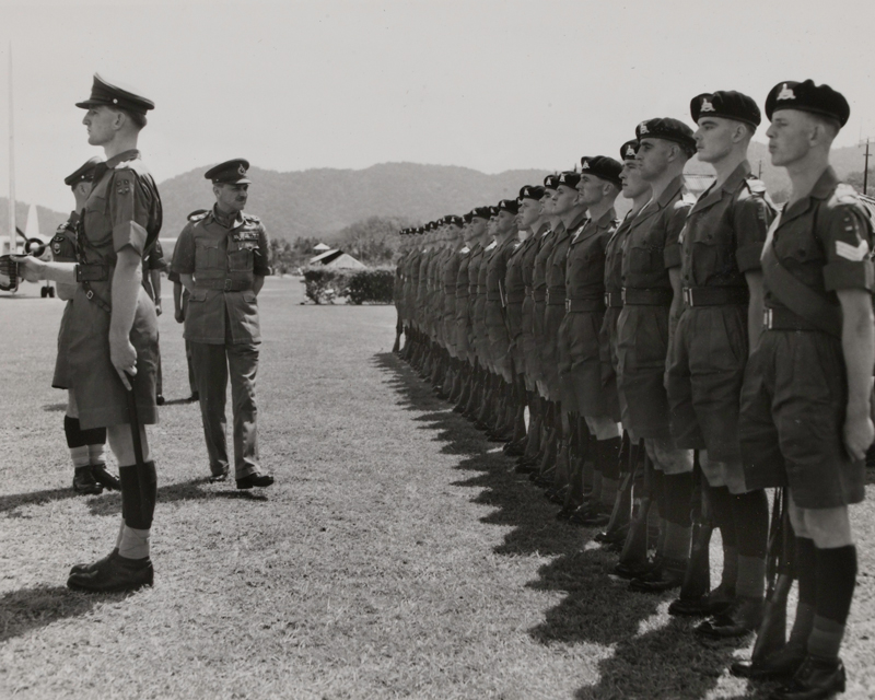 Field Marshal Sir Gerald Templer inspecting 1st Battalion The Royal Lincolnshire Regiment, Malaya, 1957