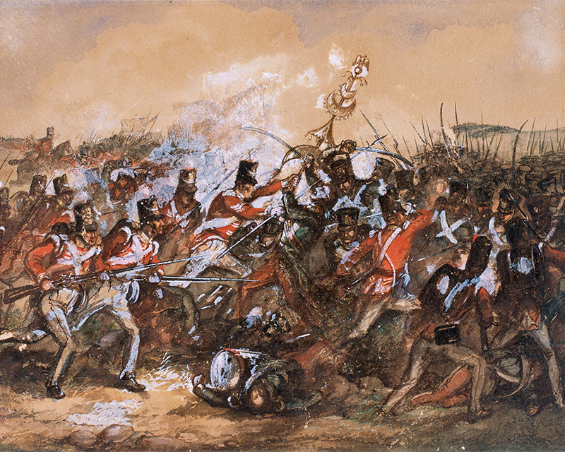 The capture of the Jingling Johnny by the 88th Regiment of Foot (Connaught Rangers) at the Battle of Salamanca, 1812