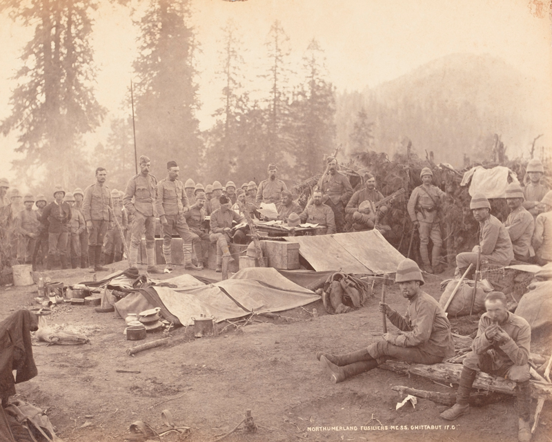 The Northumberland Fusiliers mess during the Black Mountain expedition, 1888