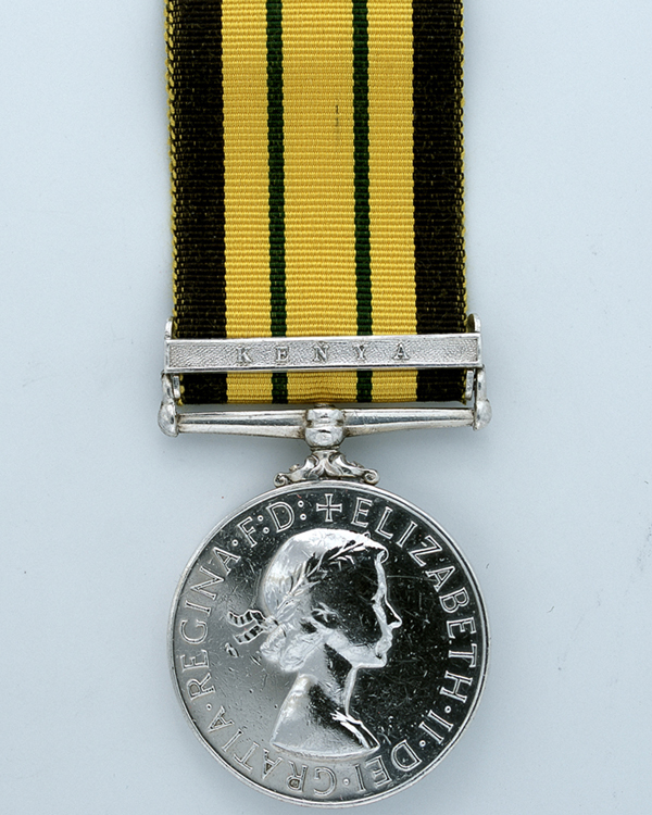 Africa General Service Medal 1902-56, with clasp: Kenya, awarded to Sergeant DG Holliday, Royal Northumberland Fusiliers
