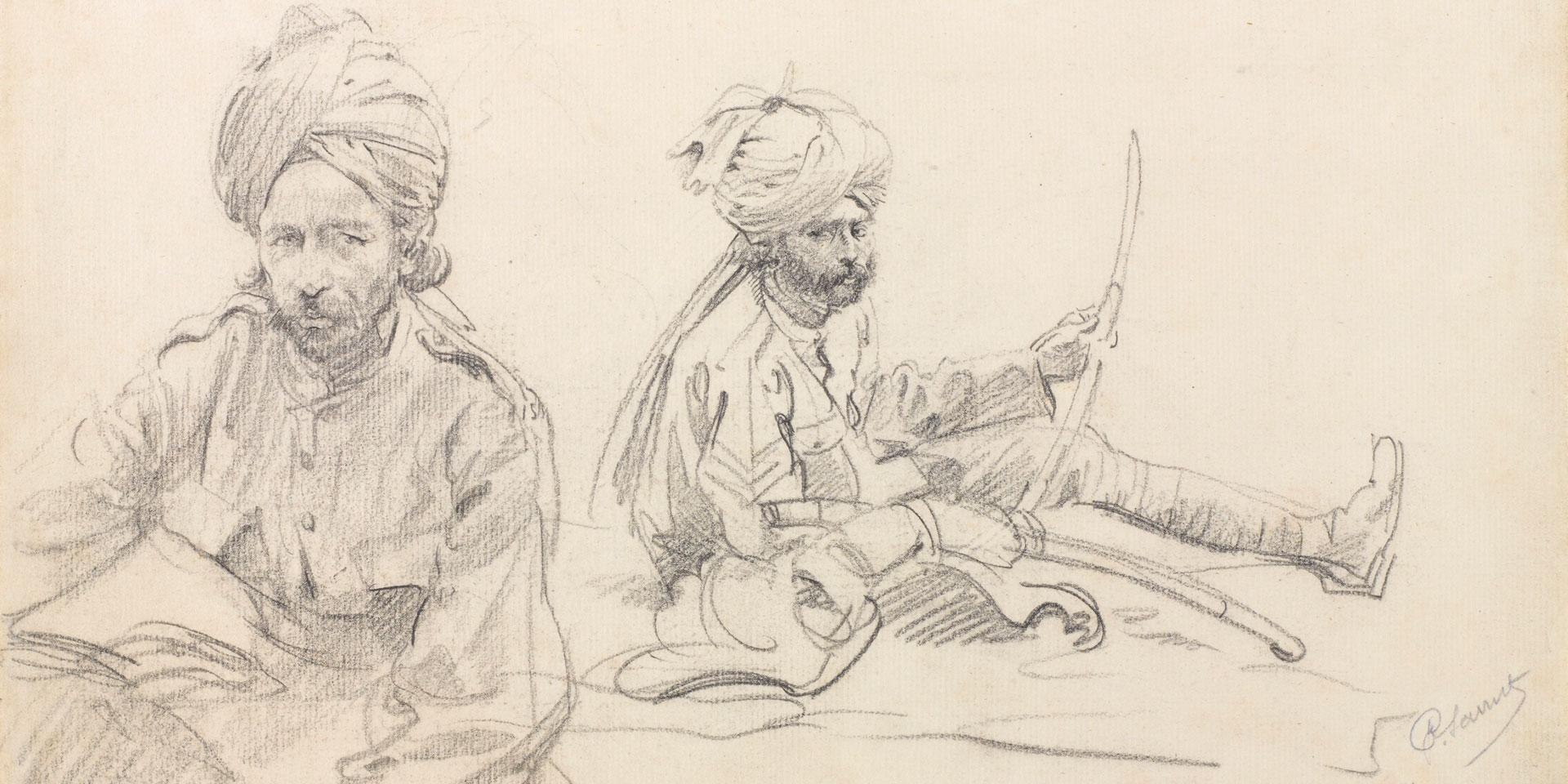Two soldiers of the 15th Lancers (Cureton’s Multanis) sitting on the ground, 1915