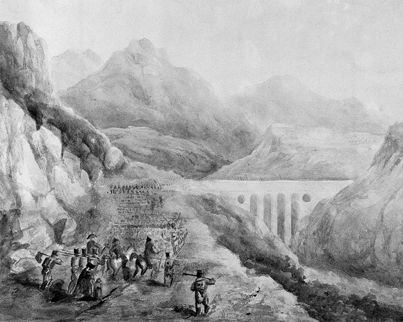 Bridge of Constantino, crossed by the 20th Regiment during the retreat to Corunna, 1809