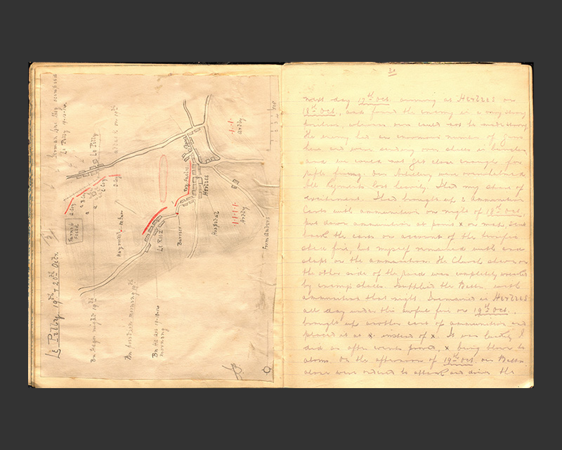 Map of Le Pilly showing where 2nd Battalion, Royal Irish Regiment was destroyed