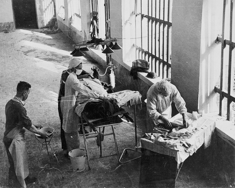 Operation being carried out in an Italian prison, c1944