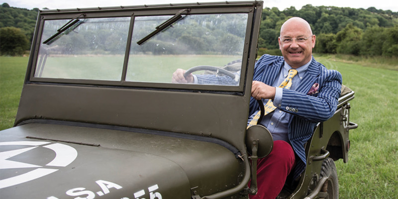 Peter Caddick-Adams in a Second World War vehicle