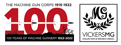 Logo marking 100 years of machine gunnery alongside logo of the VMGCRA