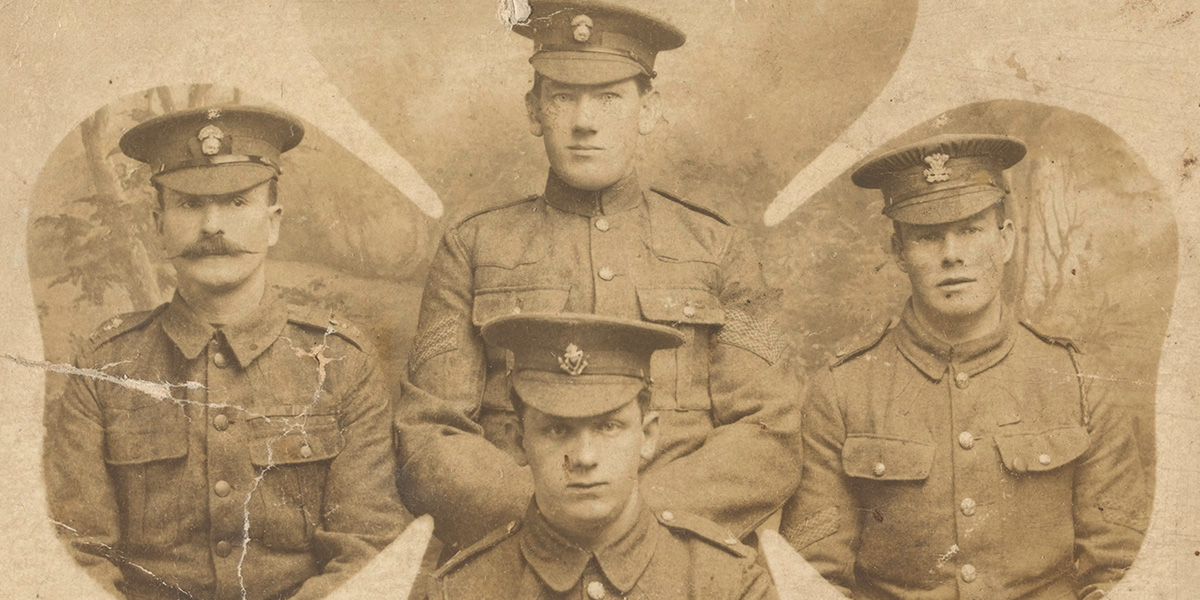 Portraits of four Irish soldiers awarded gallantry medals, c1918