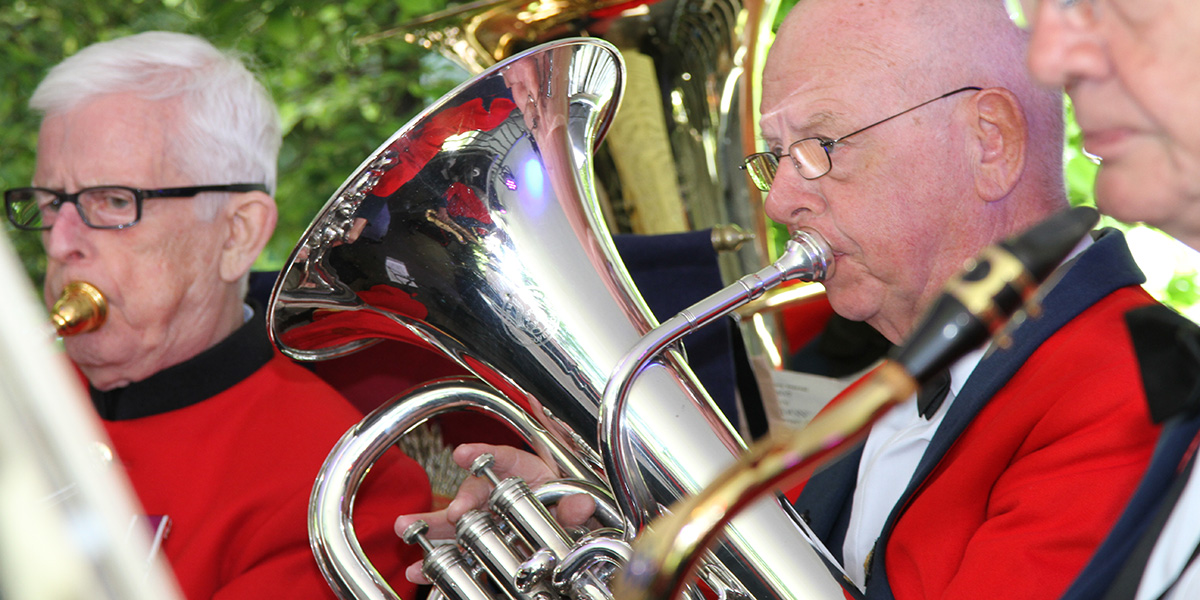 The Guards Association Band performing at the Chelsea Flower Show