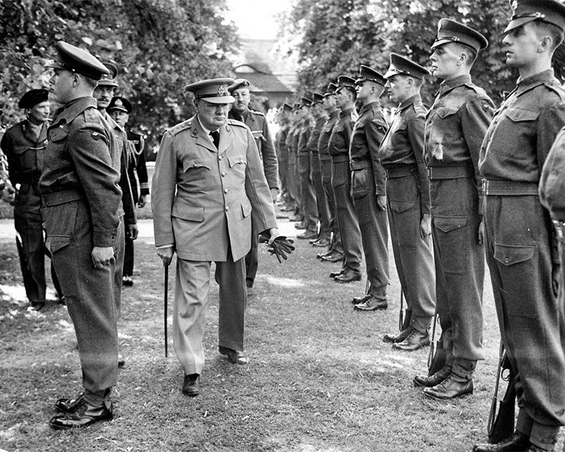 Winston Churchill inspecting Guard of Honour, Scots Guards, Potsdam Conference, 15 July 1945