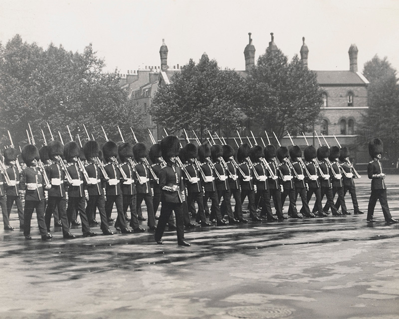The Duke of York inspecting 2nd Battalion, Scots Guards, Chelsea Barracks, 1933
