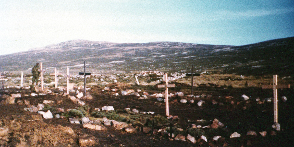 Graves at Ajax Bay, Falkland Islands, 1982