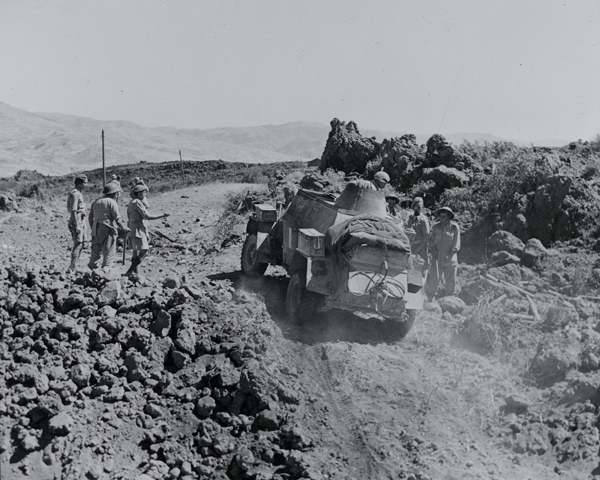 A scout car of the 56th Reconnaissance Regiment, Sicily, 1943