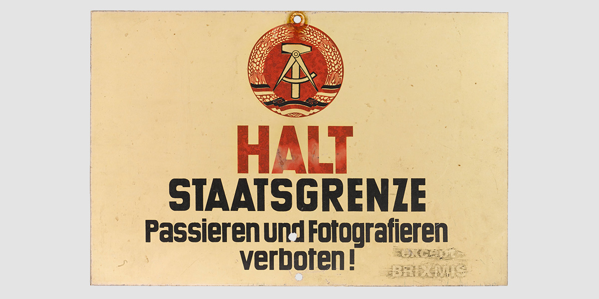 East German border signboard, c1985