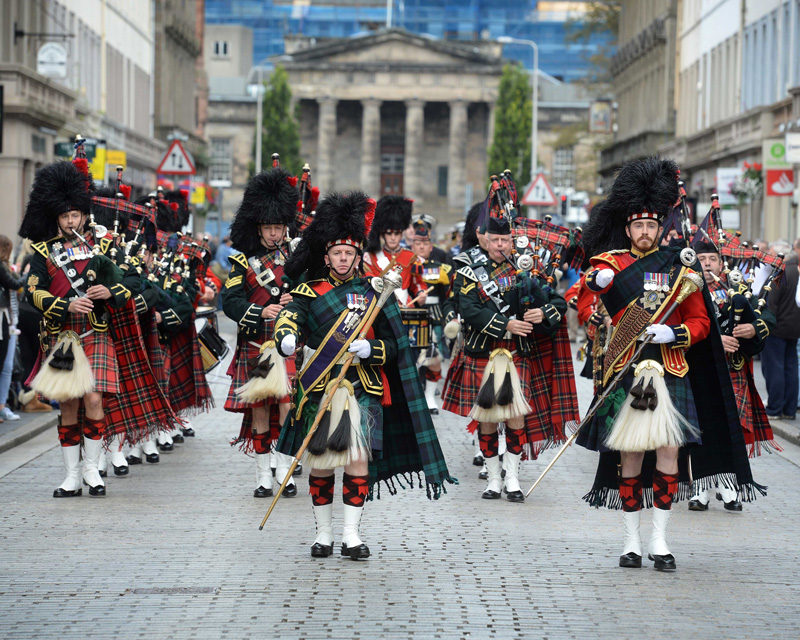 Pipes and drums of the 3rd and 7th Battalions, The Royal Regiment of Scotland, Dundee, 2015