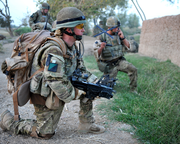 Royal Irish soldiers patrolling in Helmand Province, 2010