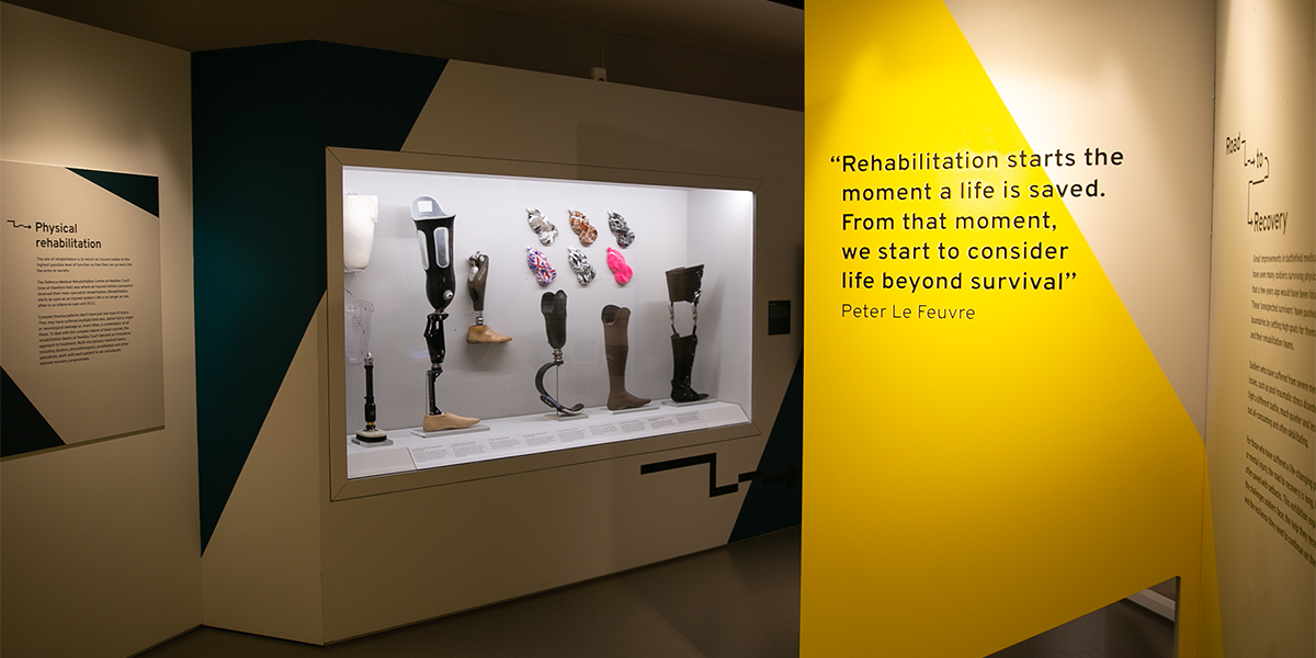 Prosthetics display in the Road to Recovery exhibition