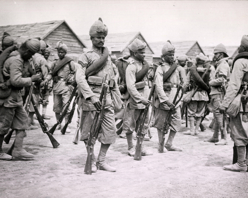 Indian infantry in marching order, China, 1900