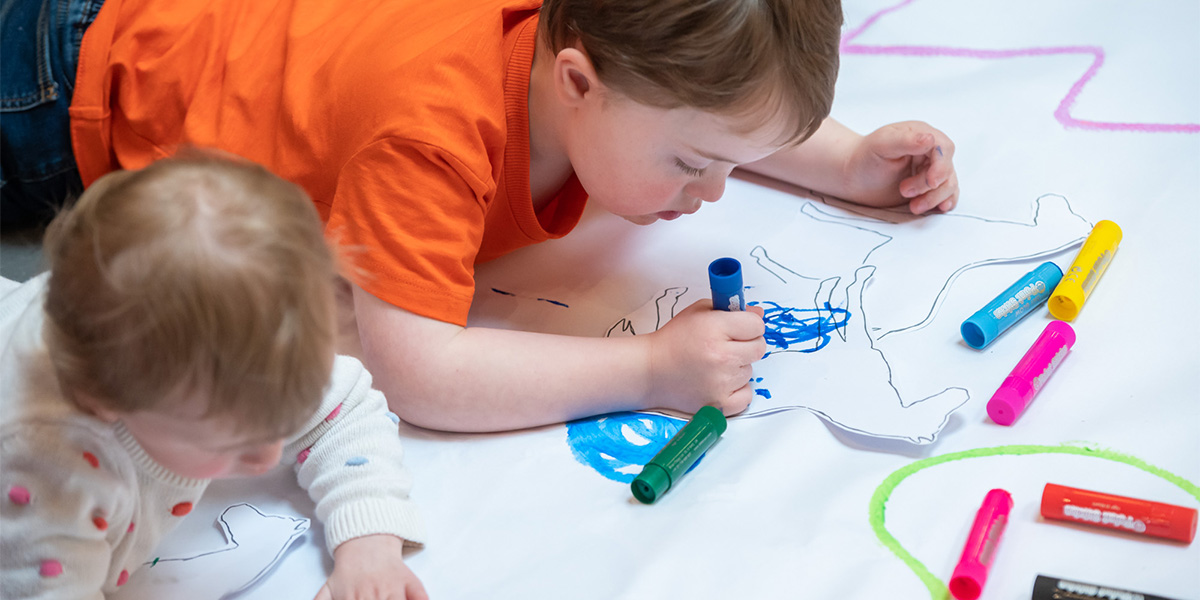 Children attending a craft workshop