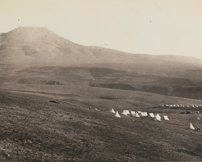 Laing’s Nek and Majuba Hill with Mount Prospect camp in the foreground, 1881
