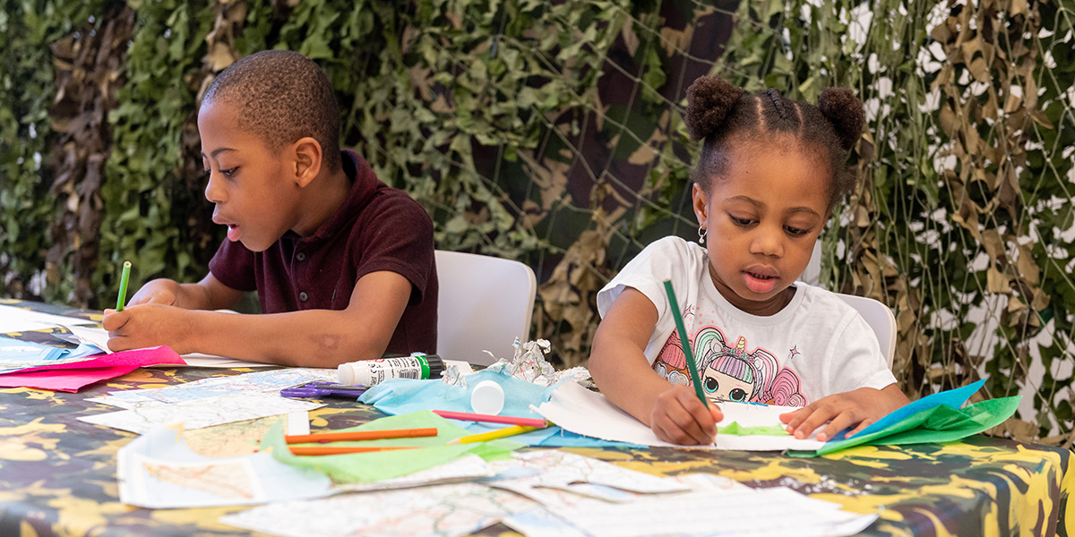 Children attending a craft workshop