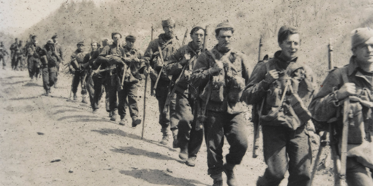 Troops on the march, Korea, c1950