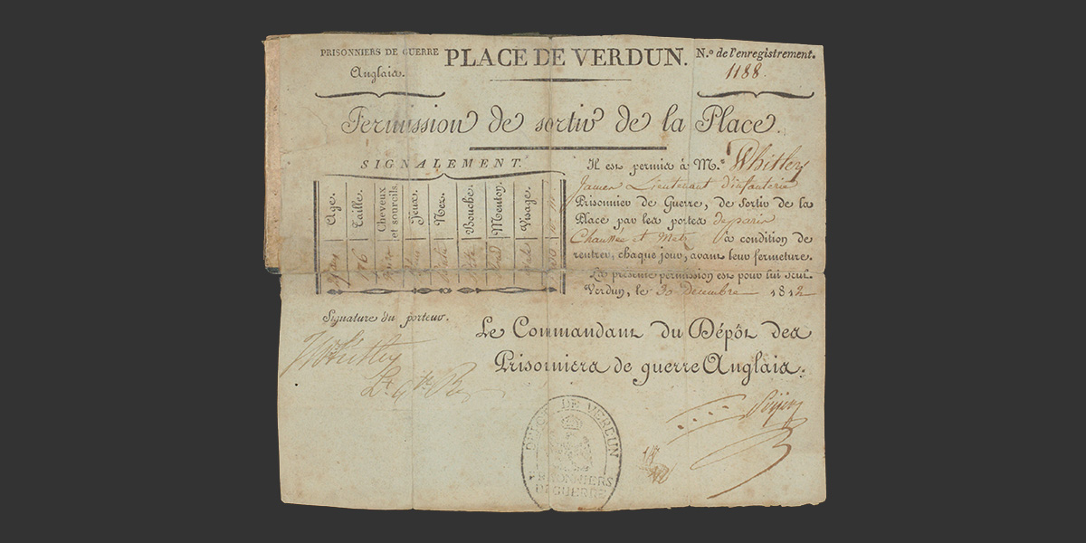 Officer’s parole card, 1812