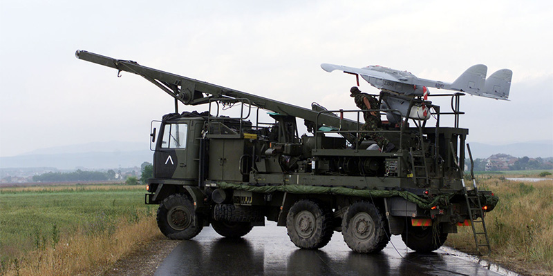 Phoenix UAV on its launch rail operating in Kosovo, 1999