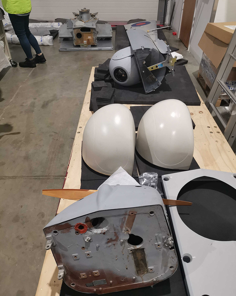 The nose and optical pod components of the Phoenix UAV prior to assembly