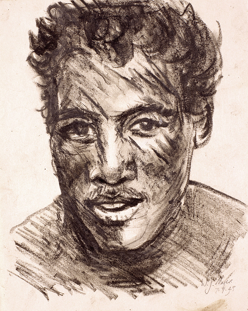 'Portrait of an unknown man', sketch in ‘Blanco’ by Private Wilfrid Myers, 1945
