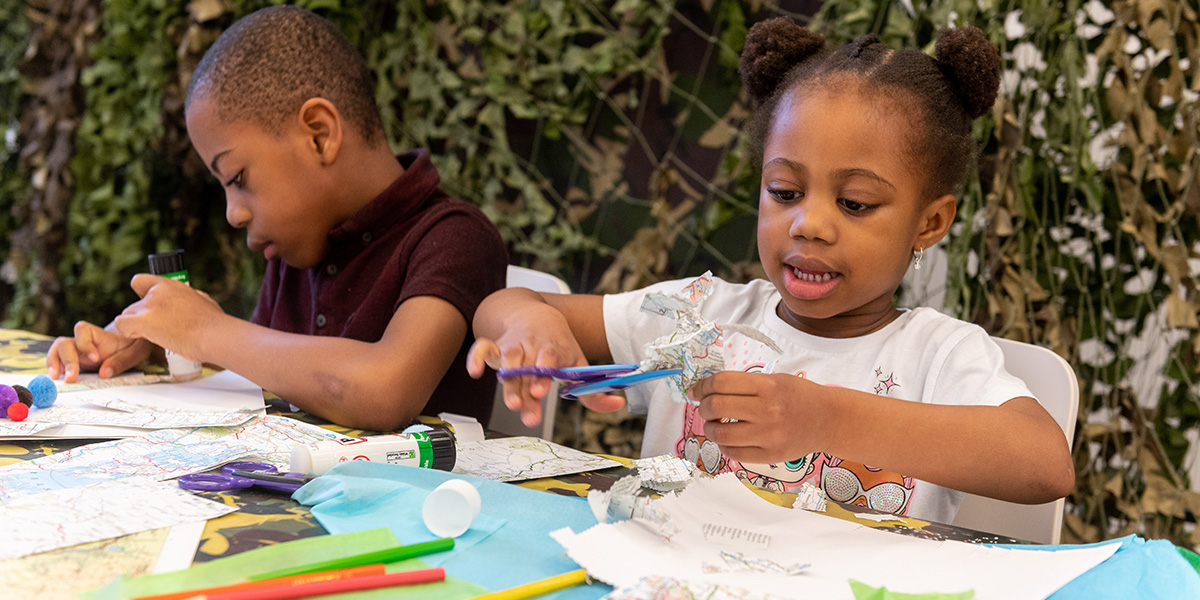 Children attending a craft workshop