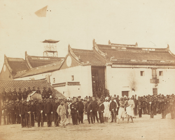 2nd Belooch Regiment of Native Infantry outside a Chinese temple, 1860