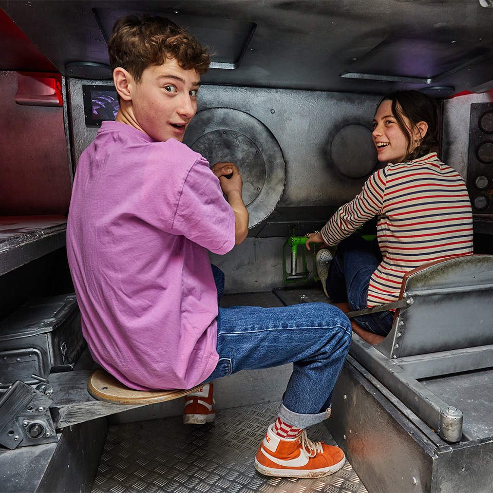 Visitors inside the replica tank in the Conflict in Europe gallery