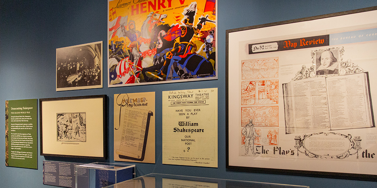One of the displays inside the Shakespeare and War exhibition