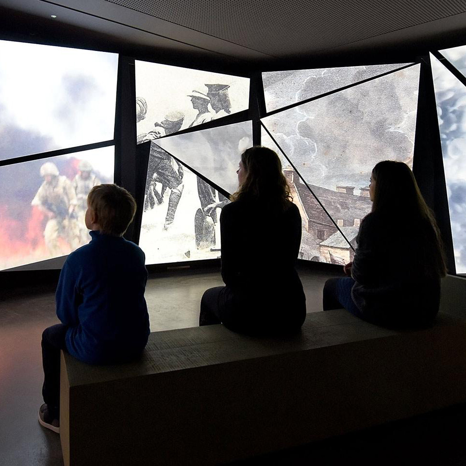 Visitors immersed in the Soldier gallery's action theatre
