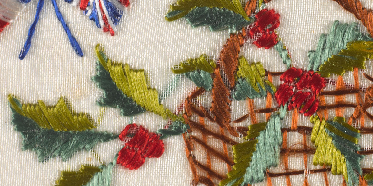 Detail from an embroidered Christmas postcard, 1916