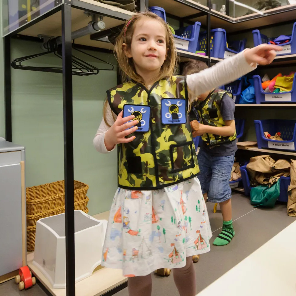 Children in the Play Base quartermaster store