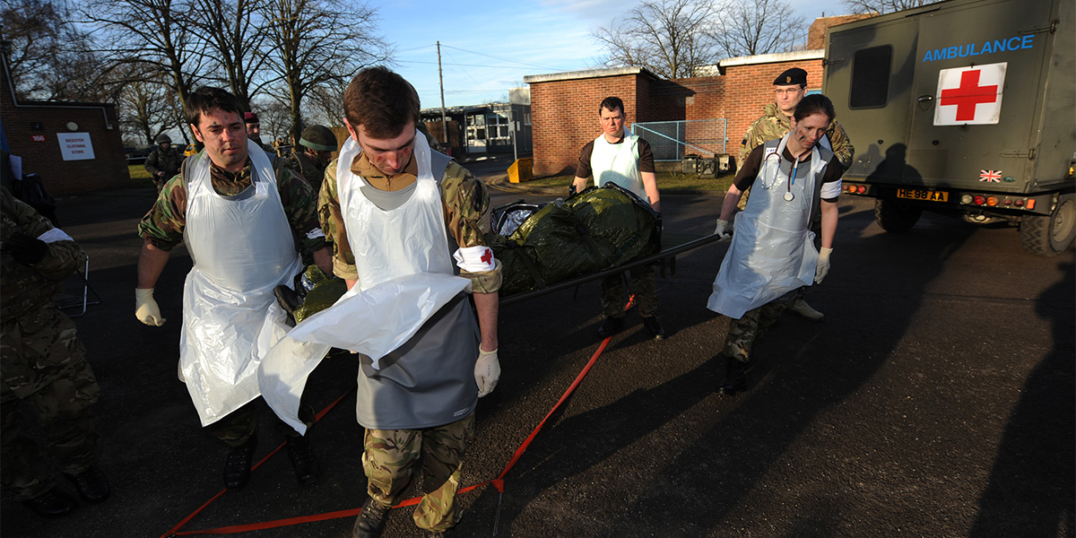 Medics training at the Army Medical Services Training Centre, York, 2012