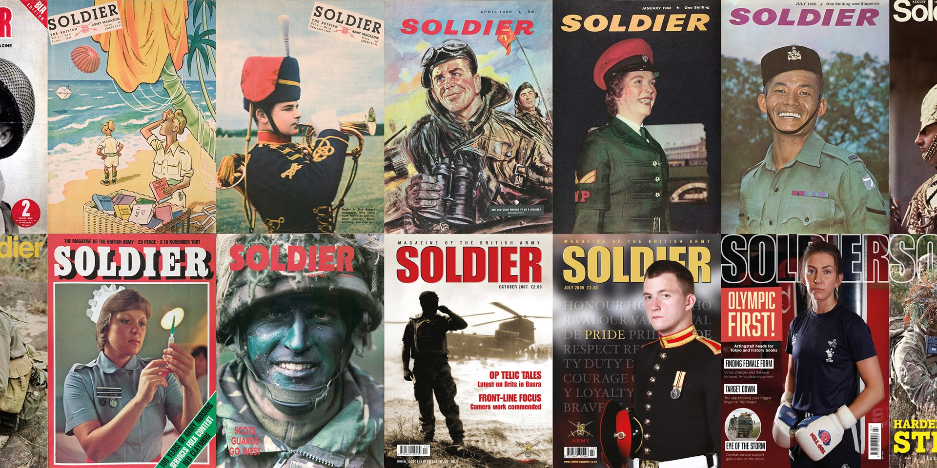 A collage of 'Soldier' magazine covers
