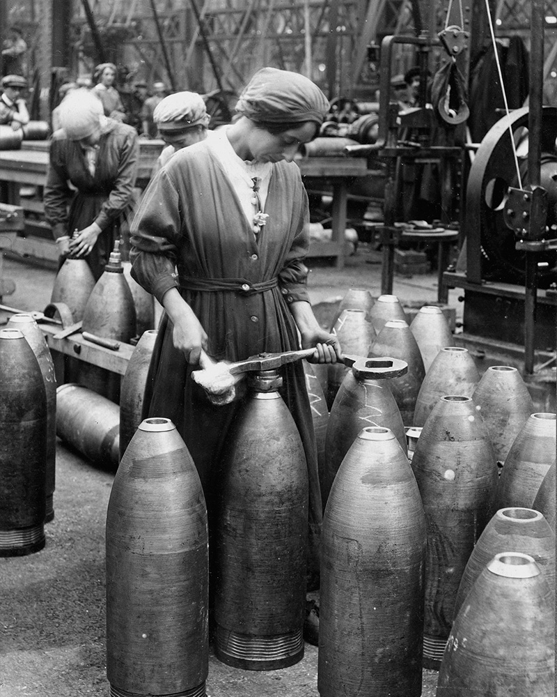 Women workers engaged in shell-production, c1915