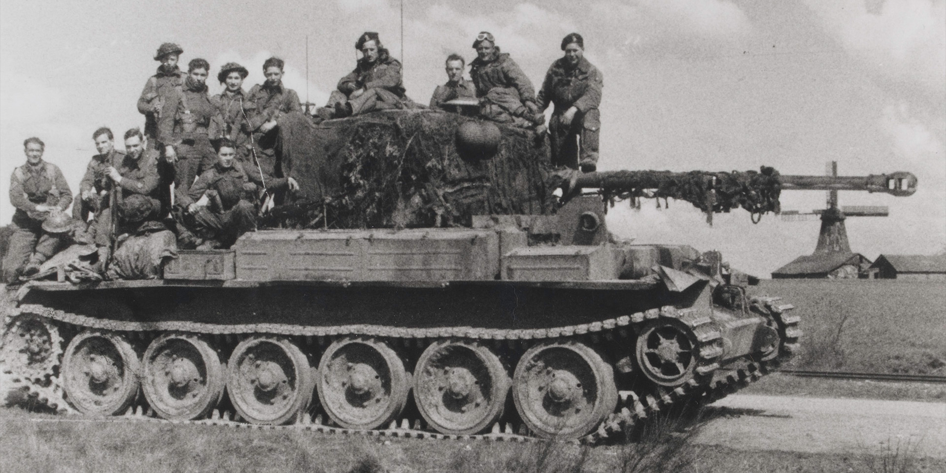 Challenger tank loaded with a section from ‘B’ Company of the 1st Battalion The Cheshire Regiment, April 1945